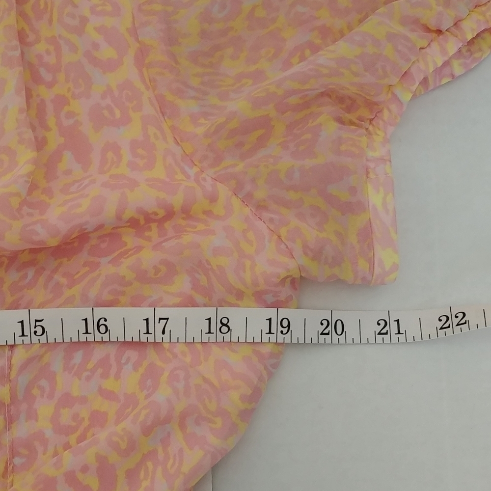Betsey Johnson Dress‎ Size 14 Peach Call of the Wild Leopard Print Wrap FRO1W90 - Picture 5 of 13